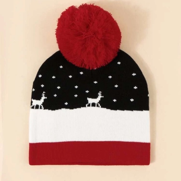 Christmas Reindeer Pom Pom Beanie - Picture 2 of 2